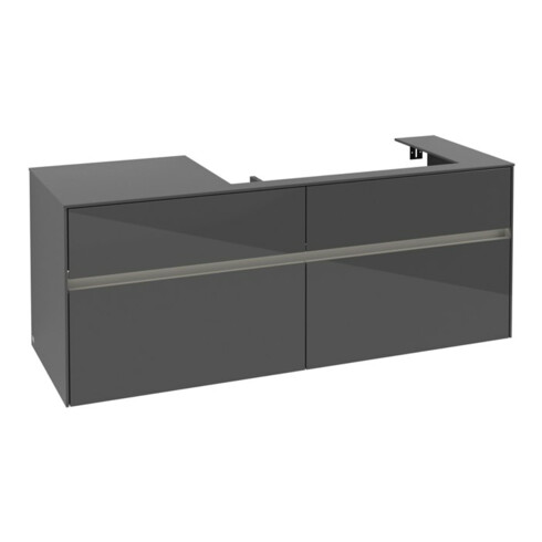 V&B Meuble sous-lavabo Collaro 140x54,8x50cm, vasque droite, avec LED, glo Gr