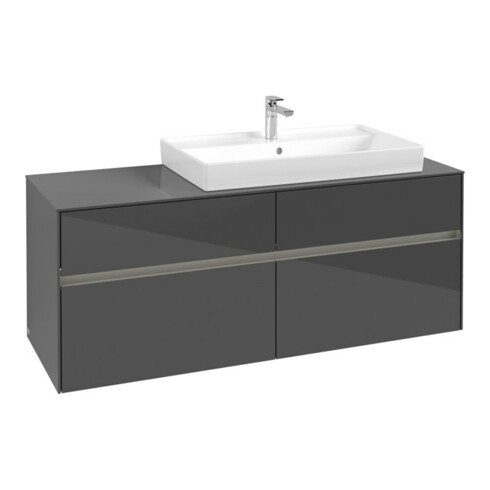 V&B Meuble sous-lavabo Collaro 140x54,8x50cm, vasque droite, avec LED, glo Gr