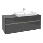 V&B Meuble sous-lavabo Collaro 140x54,8x50cm, vasque droite, avec LED, glo Gr-4