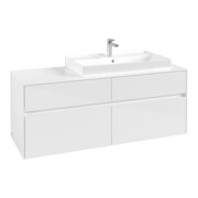 V&B Meuble sous-lavabo Collaro 140x54,8x50cm, vasque droite, blanc brillant-3