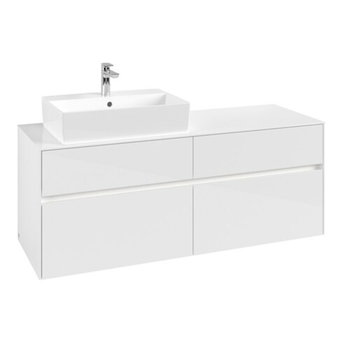 V&B Meuble sous lavabo Collaro 140x54,8x50cm, WT l, LED 10W, blanc brillant