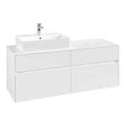 V&B Meuble sous lavabo Collaro 140x54,8x50cm, WT l, LED 10W, blanc brillant-3