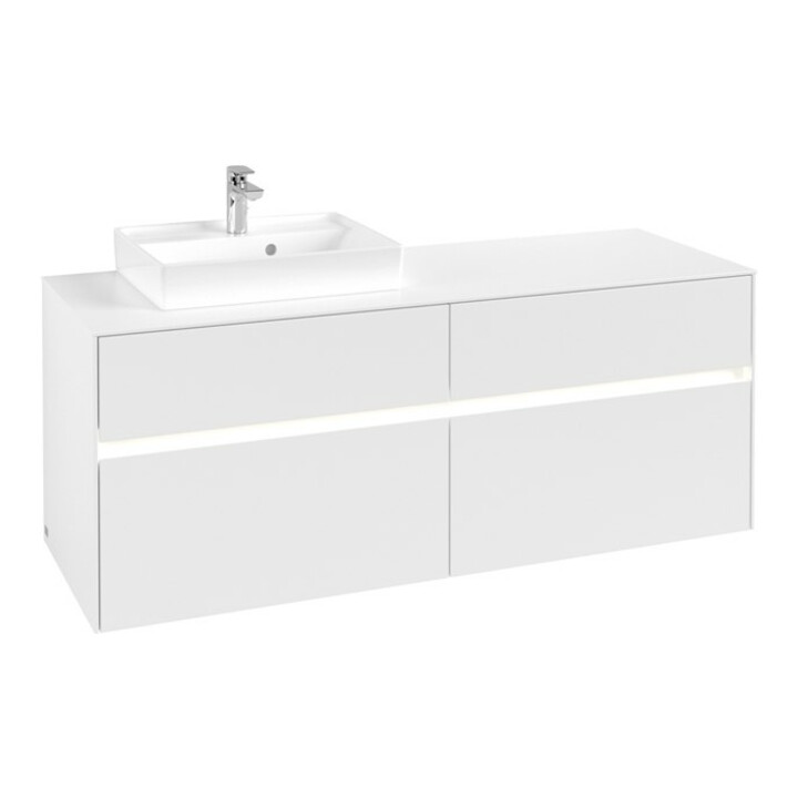 V&B Meuble sous lavabo Collaro 140x54,8x50cm, WT l, LED 10W, blanc mat