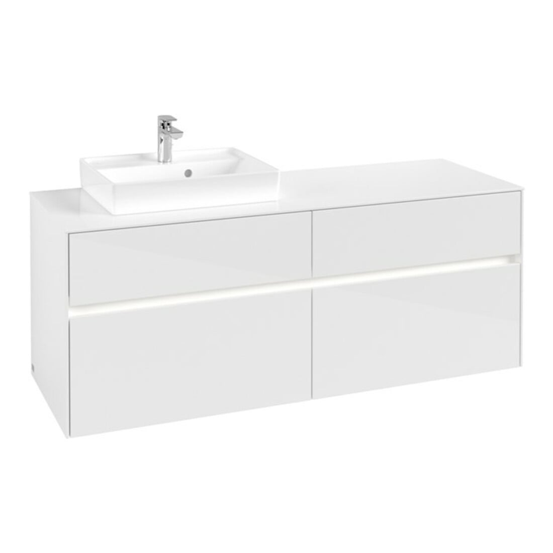 V&B Meuble sous lavabo Collaro 140x54,8x50cm, WT l, LED 10W, glo wh.