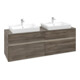V&B Meuble sous lavabo Collaro 160x54,8x50 cm, 2 tiroirs, avec LED, gris Oa-1