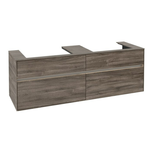 V&B Meuble sous lavabo Collaro 160x54,8x50 cm, 2 tiroirs, avec LED, gris Oa