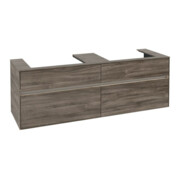 V&B Meuble sous lavabo Collaro 160x54,8x50 cm, 2 tiroirs, avec LED, gris Oa-3