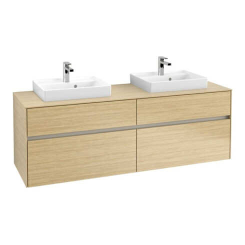 V&B Meuble sous-lavabo Collaro 160x54,8x50 cm, 2 tiroirs, avec LED, Nord Oa