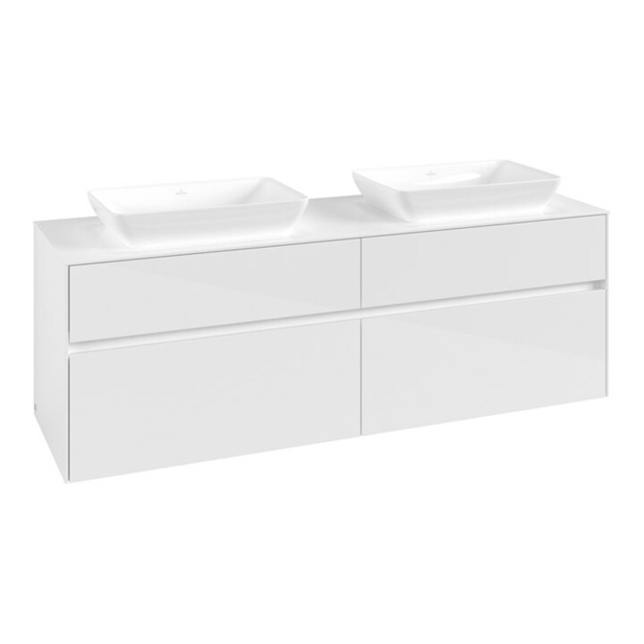 V&B Meuble sous-lavabo Collaro 160x54,8x50 cm, 2 tiroirs, blanc brillant