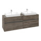 V&B Meuble sous lavabo Collaro 160x54,8x50 cm, 2 tiroirs, chêne stone-1