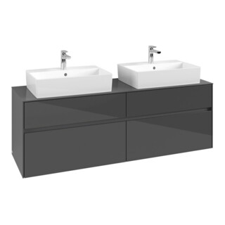 V&B Meuble sous-lavabo Collaro 160x54,8x50 cm, 2 tiroirs, gris brillant