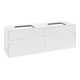 V&B Meuble sous-lavabo Collaro 160x54,8x50 cm, 2 tiroirs, LED 12W, blanc brillant-1