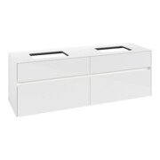 V&B Meuble sous-lavabo Collaro 160x54,8x50 cm, 2 tiroirs, LED 12W, blanc brillant