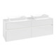 V&B Meuble sous-lavabo Collaro 160x54,8x50 cm, 2 tiroirs, LED 12W, blanc brillant