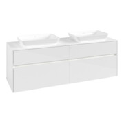 V&B Meuble sous-lavabo Collaro 160x54,8x50 cm, 2 tiroirs, LED 12W, blanc brillant-3