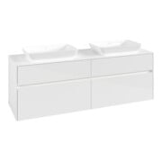 V&B Meuble sous-lavabo Collaro 160x54,8x50 cm, 2 tiroirs, LED 12W, blanc brillant-4