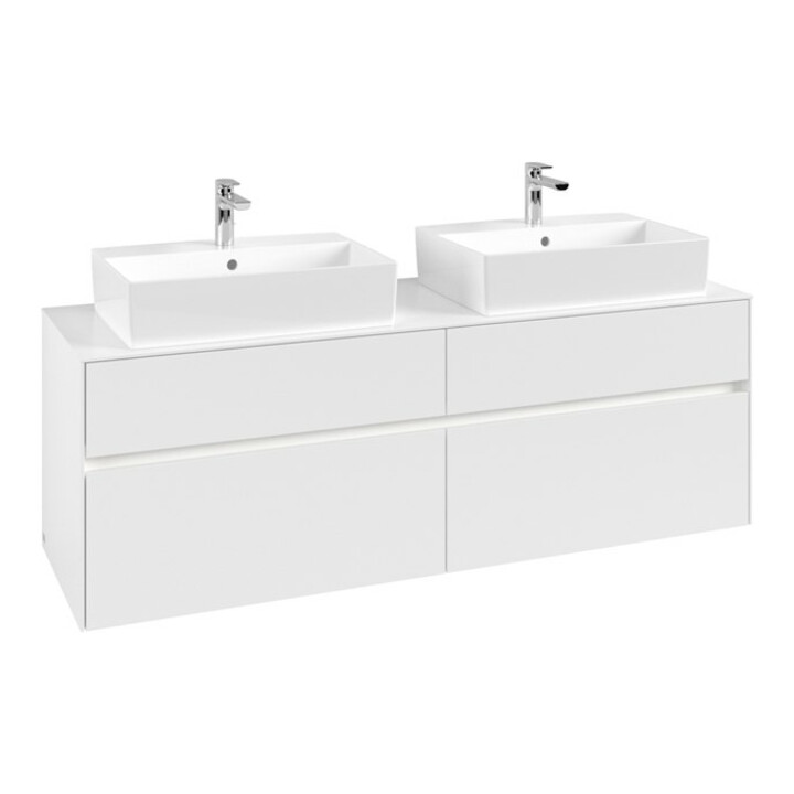 V&B Meuble sous-lavabo Collaro 160x54,8x50 cm, 2 tiroirs, LED 12W, blanc mat