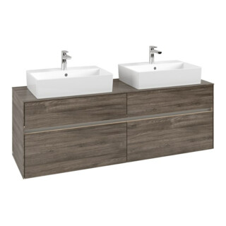 V&B Meuble sous lavabo Collaro 160x54,8x50 cm, 2 tiroirs, LED 12W, st. Oa