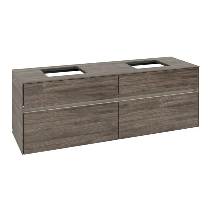 V&B Meuble sous lavabo Collaro 160x54,8x50 cm, 2 tiroirs, LED 12W, st. Oa