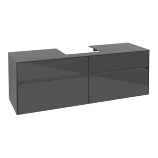 V&B Meuble sous lavabo Collaro 160x54,8x50 cm, évier central, gris brillant