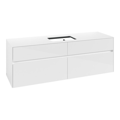 V&B Meuble sous-lavabo Collaro 160x54,8x50 cm, évier centré, blanc brillant