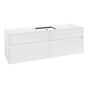 V&B Meuble sous-lavabo Collaro 160x54,8x50 cm, évier centré, blanc brillant