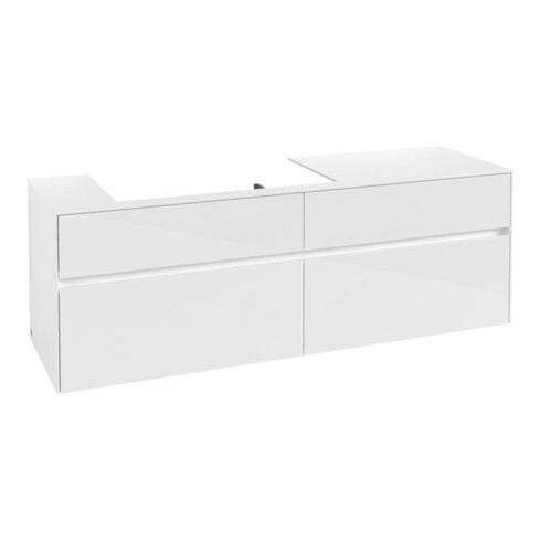 V&B Meuble sous lavabo Collaro 160x54,8x50 cm, évier gauche, blanc brillant