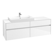 V&B Meuble sous lavabo Collaro 160x54,8x50 cm, évier gauche, blanc brillant-3