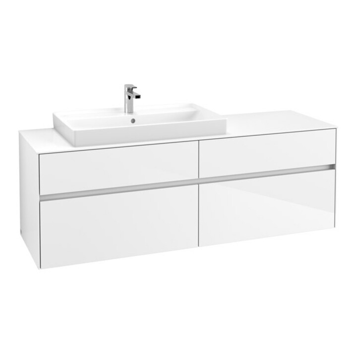 V&B Meuble sous lavabo Collaro 160x54,8x50 cm, évier gauche, blanc brillant