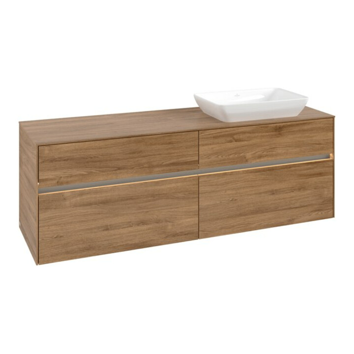 V&B Meuble sous lavabo Collaro 160x54,8x50 cm, lavabo à droite, LED 12W, Kan Oa