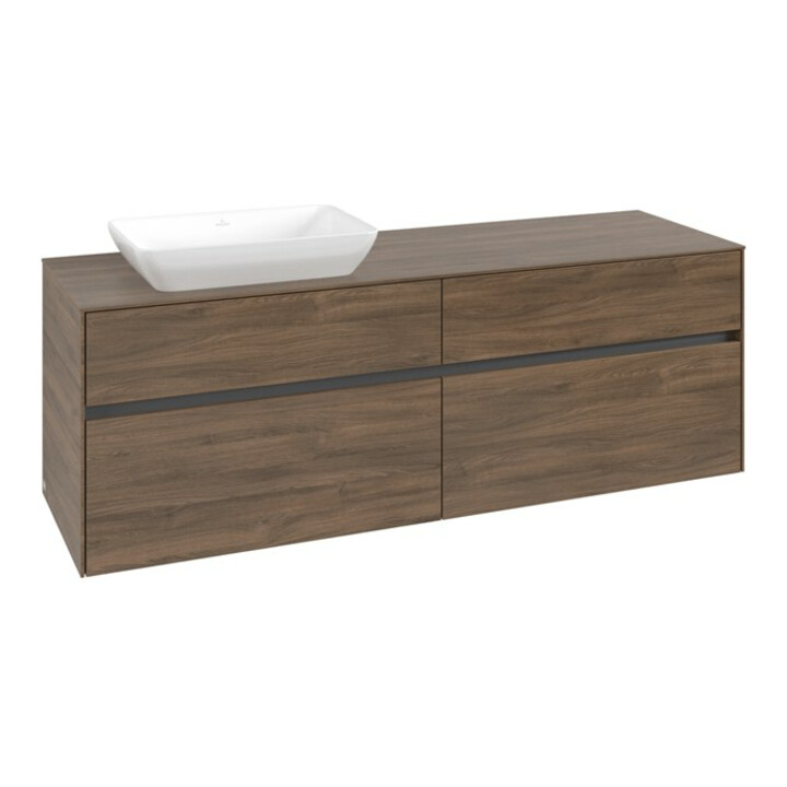 V&B Meuble sous lavabo Collaro 160x54,8x50 cm, lavabo à gauche, chêne Arizona