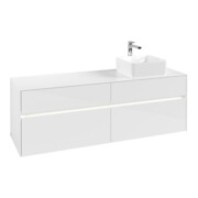 V&B Meuble sous lavabo Collaro 160x54,8x50 cm, lavabo droit, LED 12W, blanc brillant