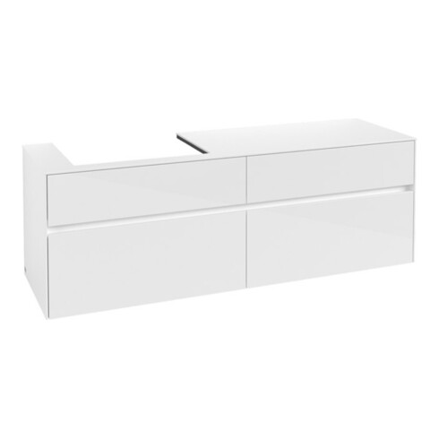 V&B Meuble sous lavabo Collaro 160x54,8x50 cm, LV gauche, blanc brillant