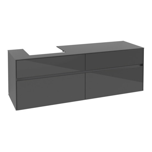 V&B Meuble sous lavabo Collaro 160x54,8x50 cm, LV gauche, gris brillant