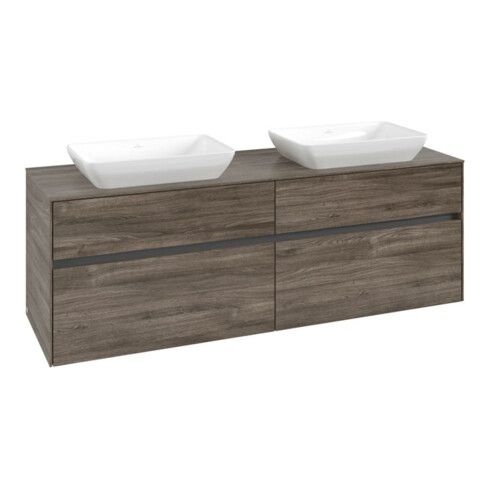 V&B Meuble sous lavabo Collaro 160x54,8x50 cm, pour 2 lavabos, chêne pierre