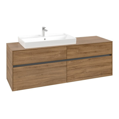 V&B Meuble sous lavabo Collaro 160x54,8x50 cm, vasque à gauche, chêne Kansas