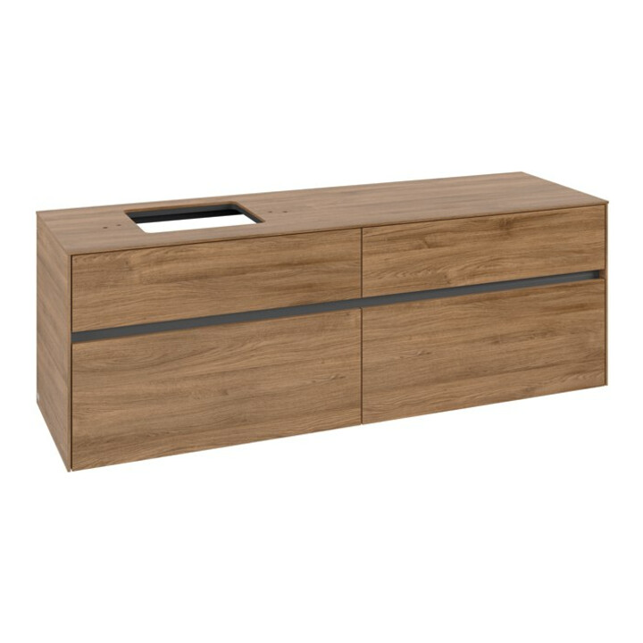 V&B Meuble sous lavabo Collaro 160x54,8x50 cm, vasque à gauche, chêne Kansas