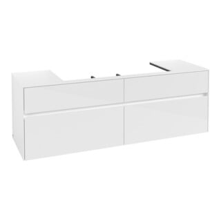 V&B Meuble sous lavabo Collaro 160x54,8x50 cm, vasque centrale, blanc brillant