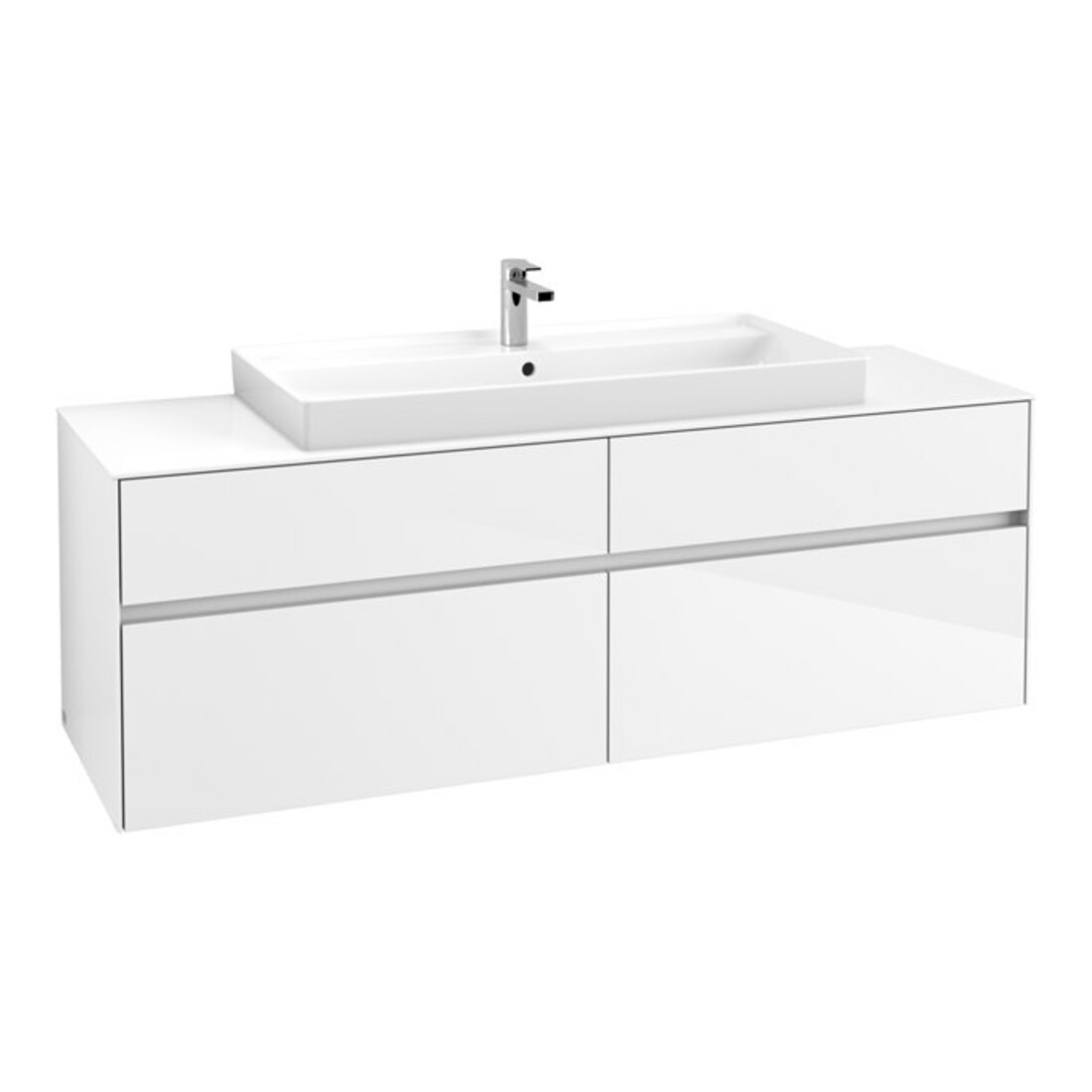 V&B Meuble sous lavabo Collaro 160x54,8x50 cm, vasque centrale, blanc brillant