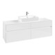V&B Meuble sous lavabo Collaro 160x54,8x50 cm, vasque centrale, blanc brillant-1