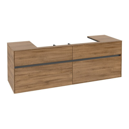 V&B Meuble sous lavabo Collaro 160x54,8x50 cm, vasque centrale, chêne Kansas