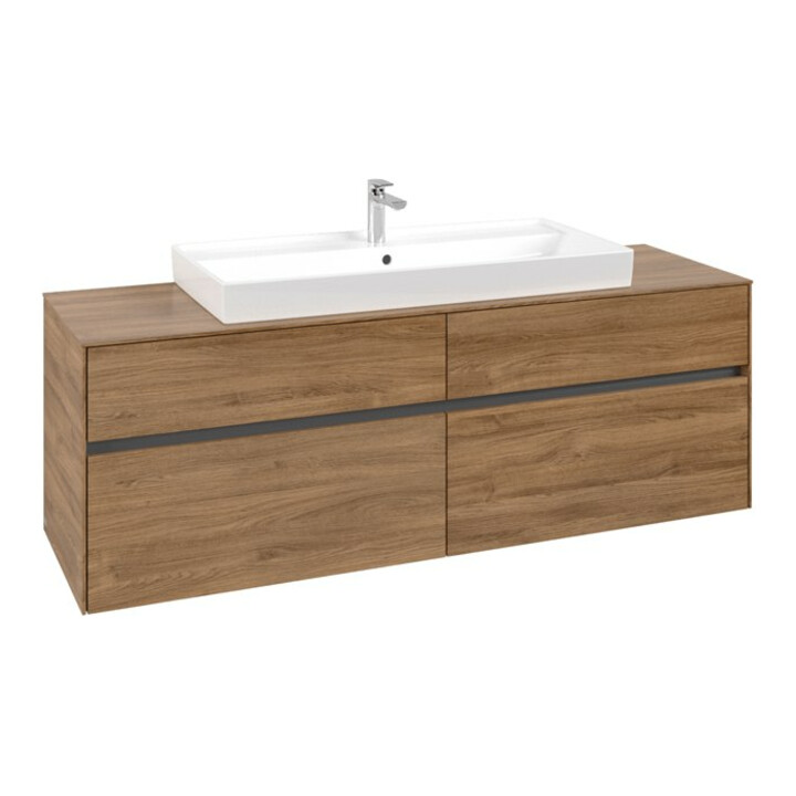 V&B Meuble sous lavabo Collaro 160x54,8x50 cm, vasque centrale, chêne Kansas