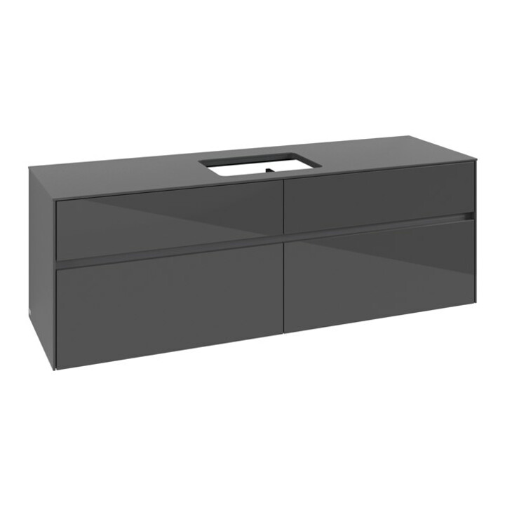 V&B Meuble sous-lavabo Collaro 160x54,8x50 cm, vasque centrale, gris brillant
