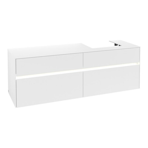 V&B Meuble sous lavabo Collaro 160x54,8x50 cm, vasque droite, LED 12W, blanc mat