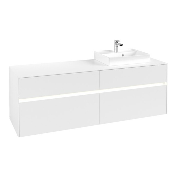 V&B Meuble sous lavabo Collaro 160x54,8x50 cm, vasque droite, LED 12W, blanc mat