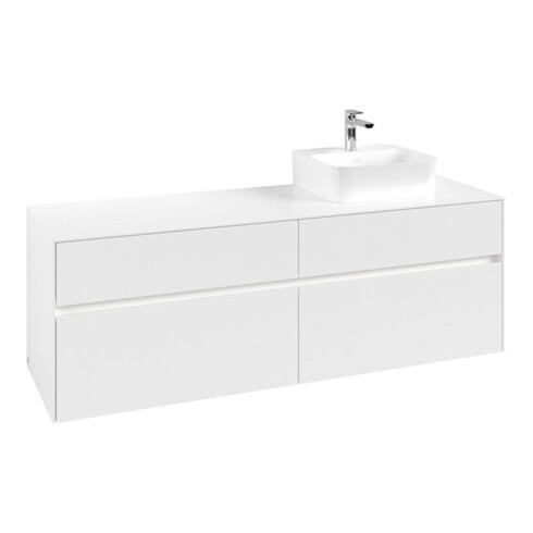 V&B Meuble sous lavabo Collaro 160x54,8x50 cm, vasque droite, LED 12W, blanc mat