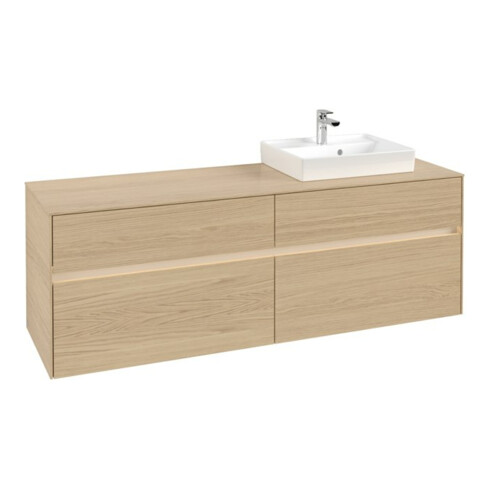 V&B Meuble sous lavabo Collaro 160x54,8x50 cm, vasque droite, LED 12W, Nord Oa