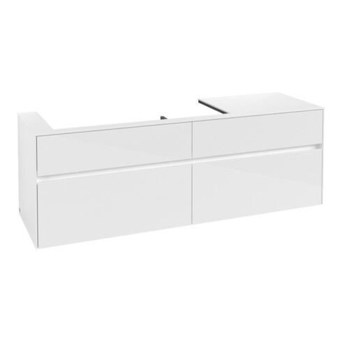 V&B Meuble sous lavabo Collaro 160x54,8x50 cm, vasque gauche, blanc brillant