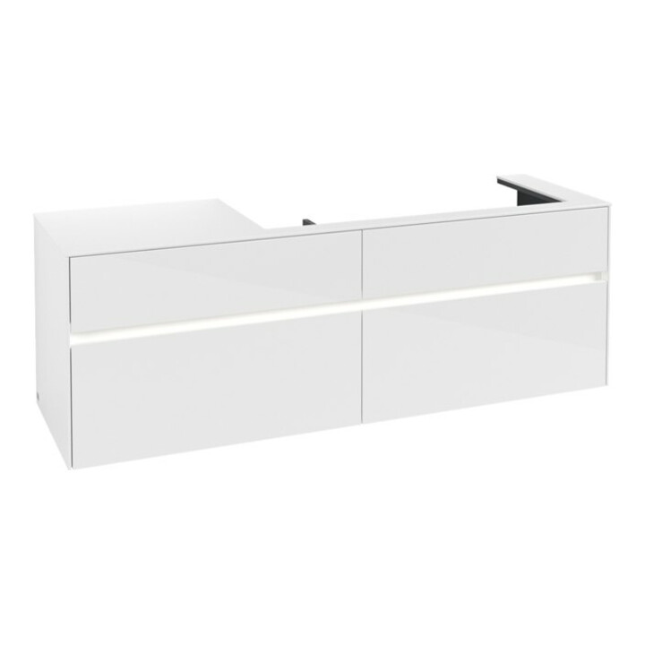 V&B Meuble sous lavabo Collaro 160x54,8x50 cm, VD, LED 12W, blanc brillant