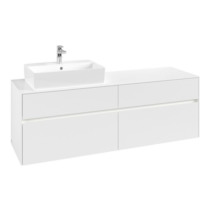 V&B Meuble sous lavabo Collaro 160x54,8x50 cm, WT l, LED 12W, blanc mat